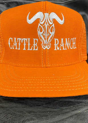 Custom Cattle Ranch Vintage Custom Embroidered Burnt Orange Mesh Trucker Snapback Cap Hat