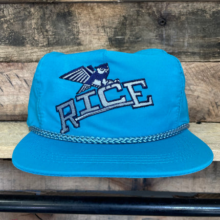 Custom Rice University Houston, TX Vintage Turquoise Golf Rope Strapback Cap Hat