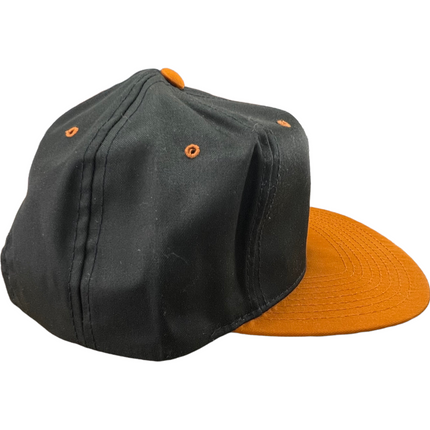 Vintage Black Crown Orange Brim Mid Crown Flat Brim blank Snapback Hat