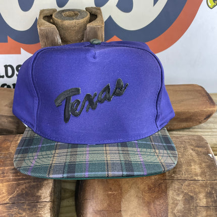 Custom Texas Script Purple Crown Snapback Hat Cap