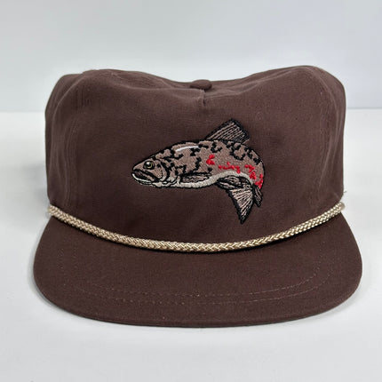 Brown Trout Brown rope custom embroidered cap hat Strapback