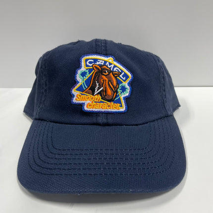Custom Camel Smooth Character patch Vintage Navy Strapback Hat Cap