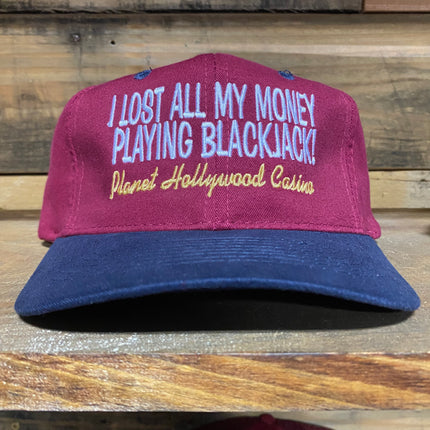 I lost all my money playing blackjack! Planet Hollywood casino Vintage Strapback hat cap custom embroidery