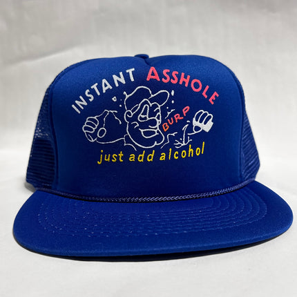 Vintage Instant Asshole Just Add Alcohol FUNNY Blue Mesh Trucker SnapBack Cap Hat DEADSTOCK Never Worn