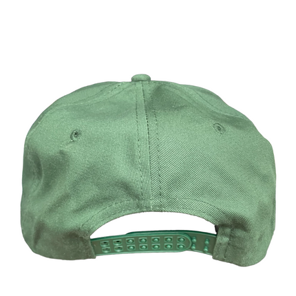 RUN THE DANG BALL Yellow and Green on a Vintage Rope Green Snapback Cap Hat Custom Embroidered
