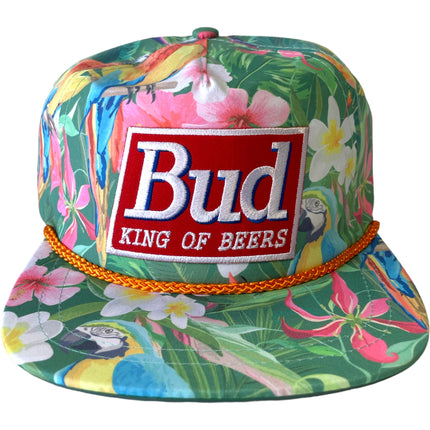 Custom Bud King of Beers patch on a Floral Strapback Hat Cap