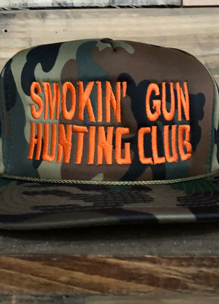 Smoking’ Gun hunting club Vintage Camo foam Snapback hat cap custom embroidery