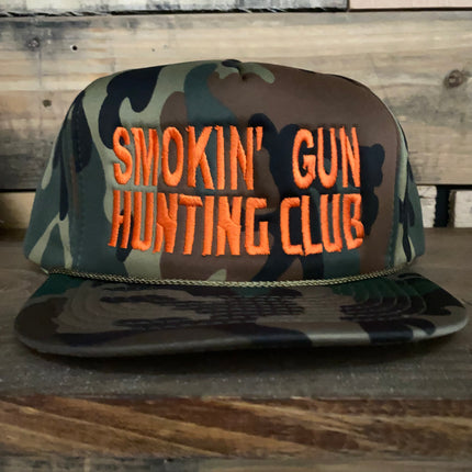 Smoking’ Gun hunting club Vintage Camo foam Snapback hat cap custom embroidery