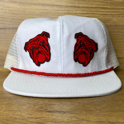 Custom Red Dogs Dawgs Vintage Rope Mesh Snapback Trucker Hat Cap Made in USA