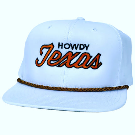 Howdy Texas Black Orange With Rope white Snapback Cap Hat Embroidered