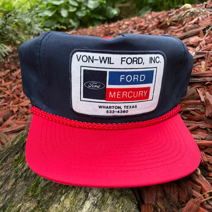 Custom Ford Mercury Vintage Blue Red Rope & Brim Snapback Hat Cap