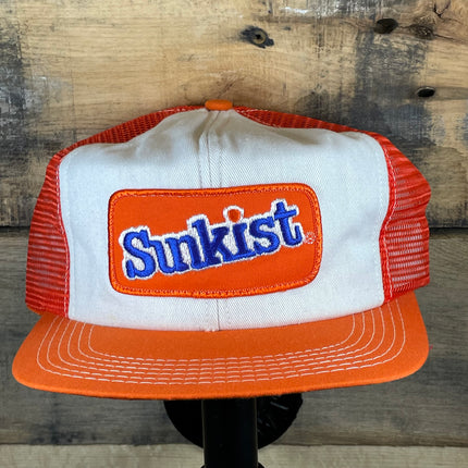 Vintage Sunkist Soda Pop Soft Drink Mesh Trucker Cap Snapback Hat Made in USA