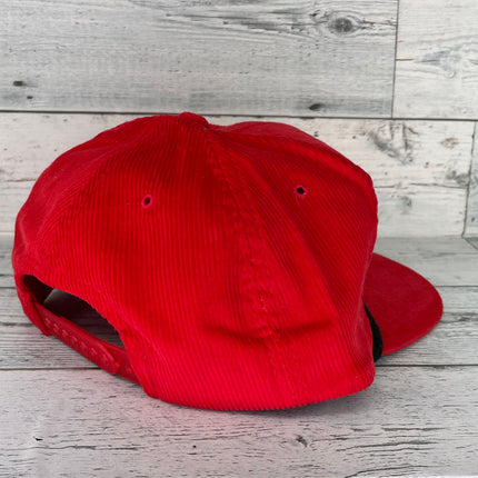 Old School Red Cord Keepin It Old School Red Corduroy Black Rope Snapback Cap Hat Fits up to Big Heads