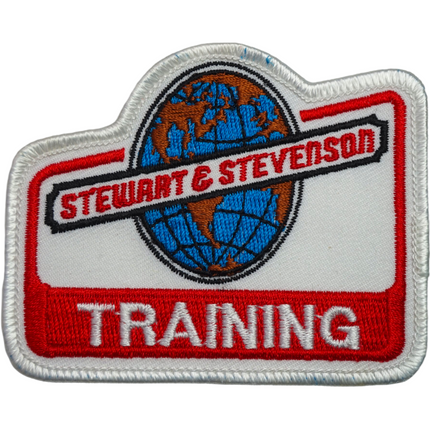 Vintage Stewart & Stevenson Training White and Red 3" x 2.25" Sew On Patch