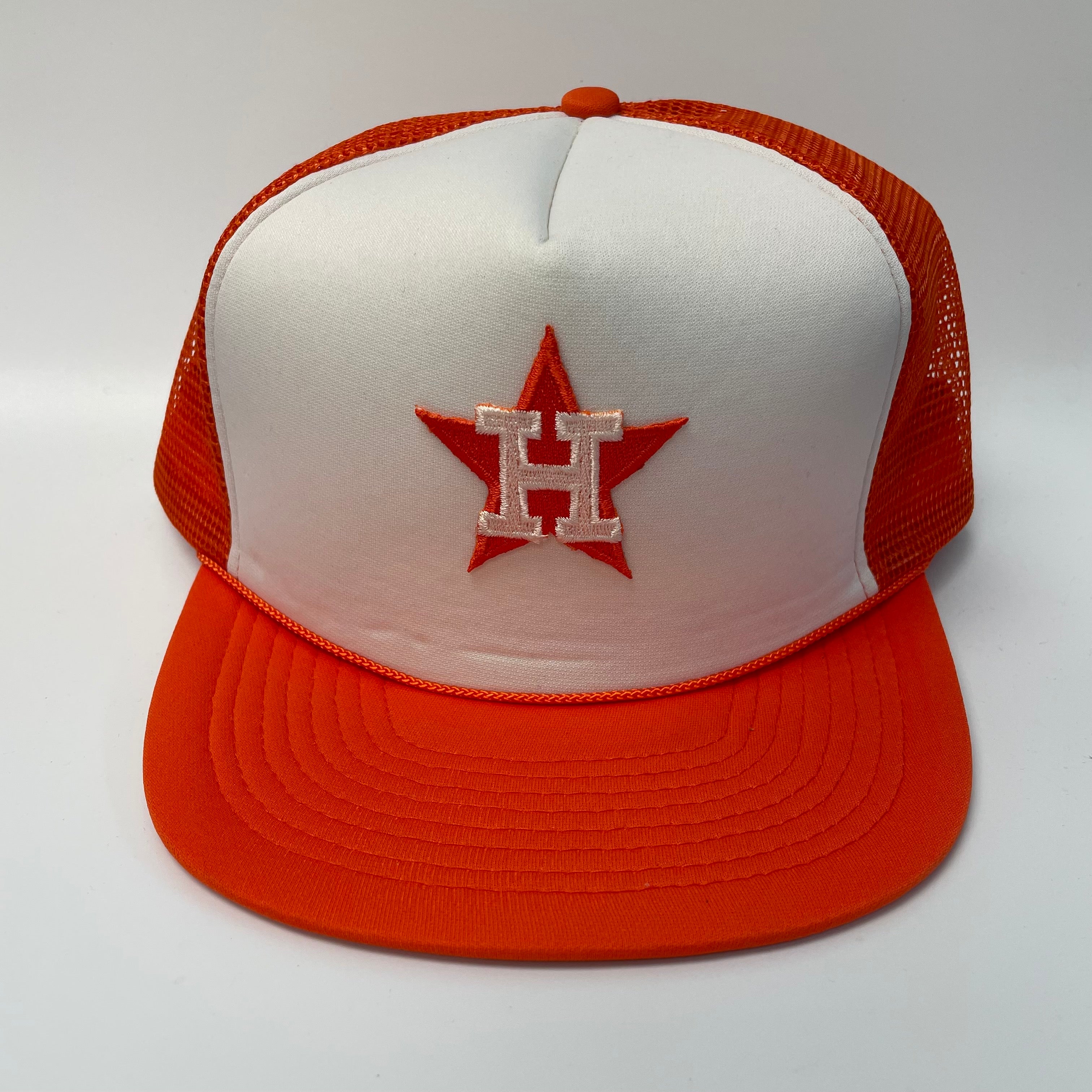 Custom Houston Astros Vintage Orange Rope Mesh Trucker SnapBack Hat Ca – Old  School Hats