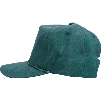 Retro Vintage Style Green Stonewash Mid Crown Hat Cap with Rope
