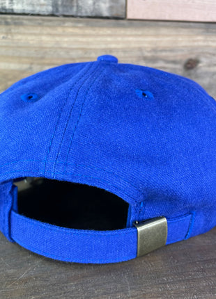 Born in TEXAS Vintage Tan Rope Blue Strapback Cap Hat Custom Embroidered