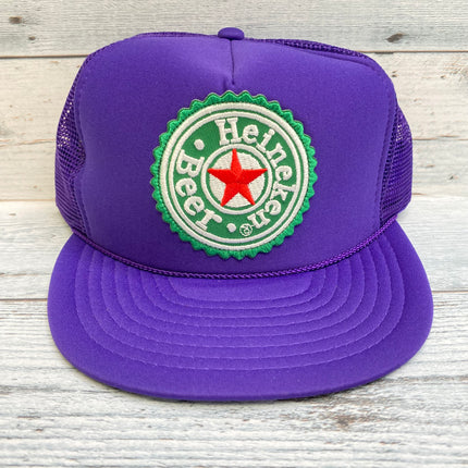 Custom Heineken Beer Vintage Purple Mesh Rope Snapback hat cap