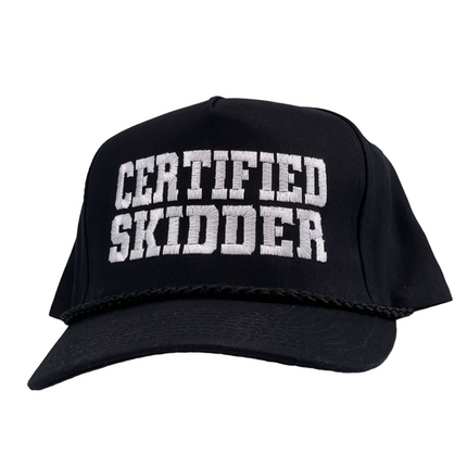 CERTIFIED SKIDDER Vintage Rope Black Snapback Cap Hat Logging Equipment Skidder Driver Custom Embroidered