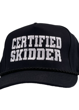 CERTIFIED SKIDDER Vintage Rope Black Snapback Cap Hat Logging Equipment Skidder Driver Custom Embroidered