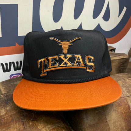 Custom Texas Longhorns Vintage Black & Orange Black Rope Snapback Hat Cap