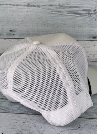 Old School Black Rope Mesh Trucker Snap Back Cap Hat White