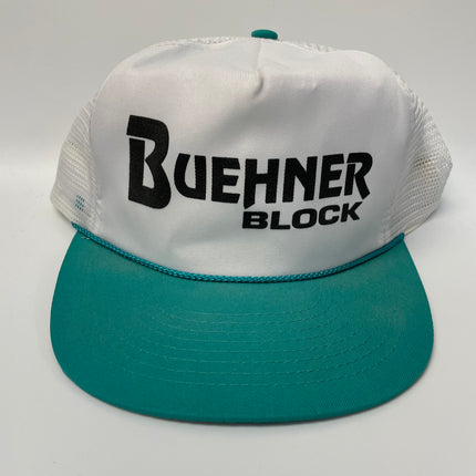 Vintage Buehner Block Mesh Trucker SnapBack Hat Cap