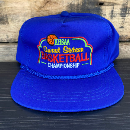 Vintage KHSAA sweet sixteen basketball championship Blue rope Snapback hat cap