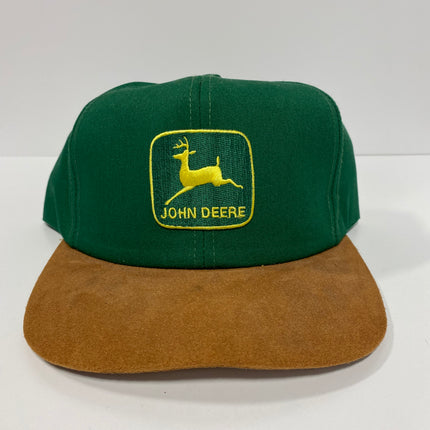 Vintage John Deere Suede Brim Snapback Hat Cap Made in USA K Brand Products