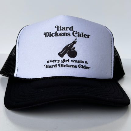 Hard Dickens Cider Funny Inappropriate Trucker Hat Black Mesh SnapBack Cap Custom Printed