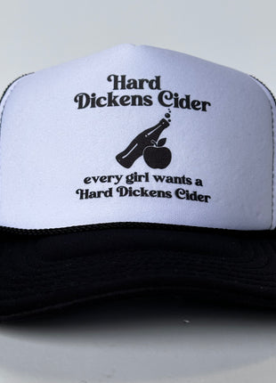 Hard Dickens Cider Funny Inappropriate Trucker Hat Black Mesh SnapBack Cap Custom Printed