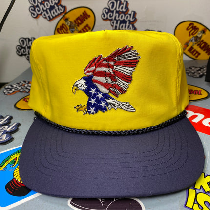 Custom American Bald Eagle Vintage Zipeback Hat Cap with Rope 1/1