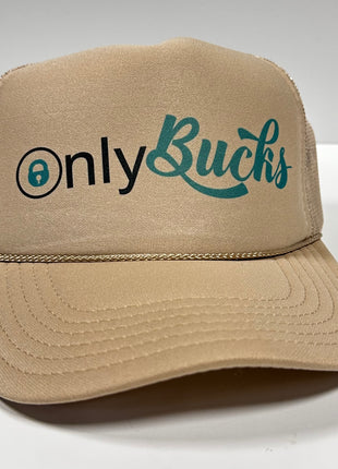 ONLY BUCKS Khaki Curve Bill Mesh Trucker Hat SnapBack Cap Funny Hat Custom Printed