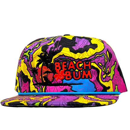 Beach Bum Floral Strapback Hat Cap Custom Embroidery