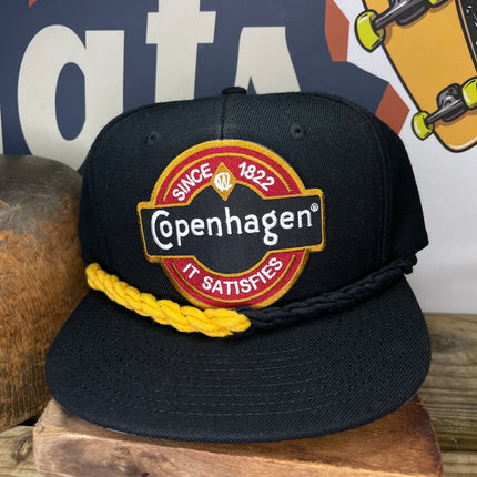 Custom It Satisfies patch Double Rope Black Snapback Cap Hat