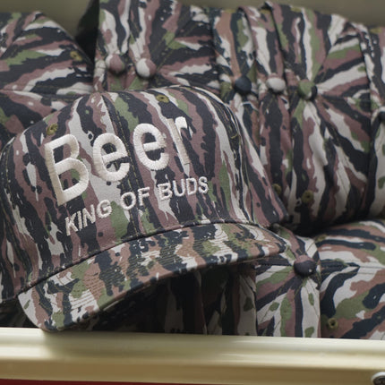 BEER KING OF BUDS Camouflage Snapback Cap Hat Camo Custom Embroidered
