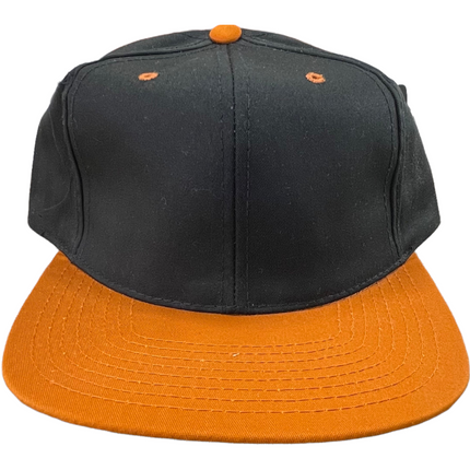 Vintage Black Crown Orange Brim Mid Crown Flat Brim blank Snapback Hat