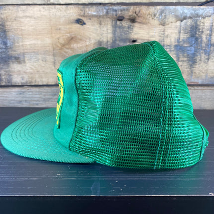 Vintage John Deere Demonstrating difference Green Mesh Snapback Trucker Hat Cap K-Brand K Products Made in USA