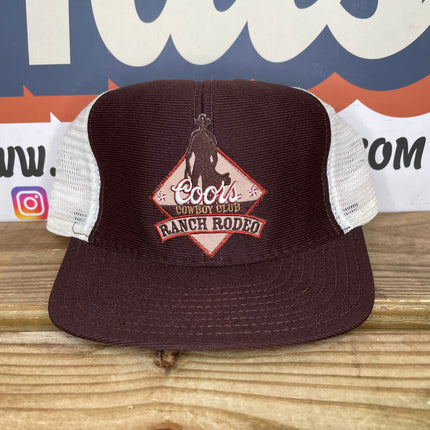 Custom coors cowboy ranch rodeo brown white mesh Snapback hat cap