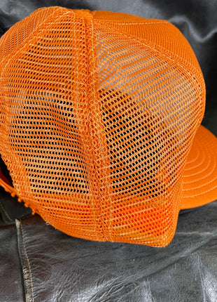 Custom Cattle Ranch Vintage Custom Embroidered Burnt Orange Mesh Trucker Snapback Cap Hat