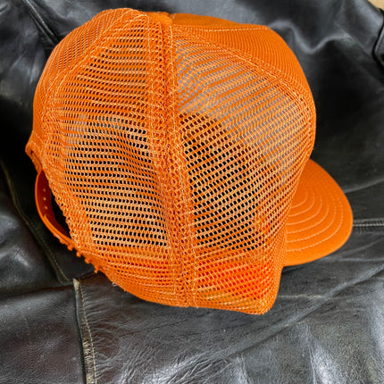 Custom Cattle Ranch Vintage Custom Embroidered Burnt Orange Mesh Trucker Snapback Cap Hat