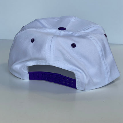 RUN THE DANG BALL Orange and Purple on a Vintage Rope Purple Brim Snapback Cap Hat Custom Embroidered