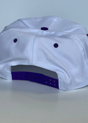 RUN THE DANG BALL Orange and Purple on a Vintage Rope Purple Brim Snapback Cap Hat Custom Embroidered