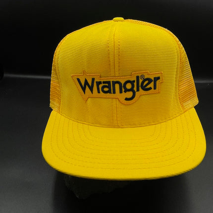 Custom wrangler Vintage yellow mesh Trucker and Snapback hat cat ready to ship