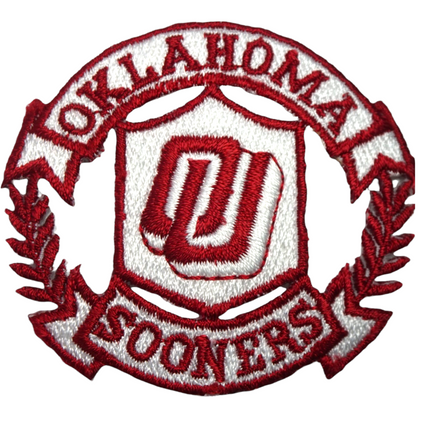 Vintage Oklahoma Sooners Team Logo 2.5" x 2.25" Iron On Circle Patch
