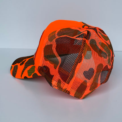 Custom Red Man Golden Blend patch Orange Camo Mesh Trucker Snapback Cap Hat