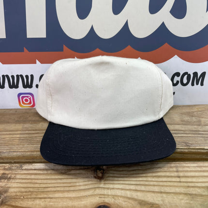 Vintage Off white black brim mid crown blank Snapback Hat