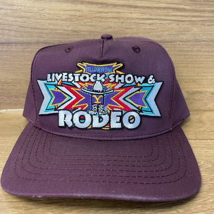 Custom Yellowstone Livestock Rodeo Show Vintage Maroon SnapBack Hat Cap
