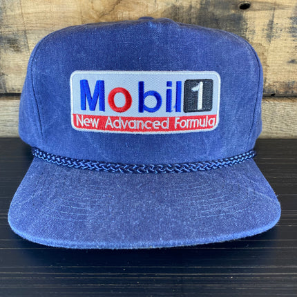 Custom Mobil 1 New Advanced Formula Racing Vintage Blue Denim Like Rope Snapback hat cap