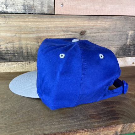 Custom Upside Down LA patch Vintage Blue Gray Brim Strapback Cap Hat